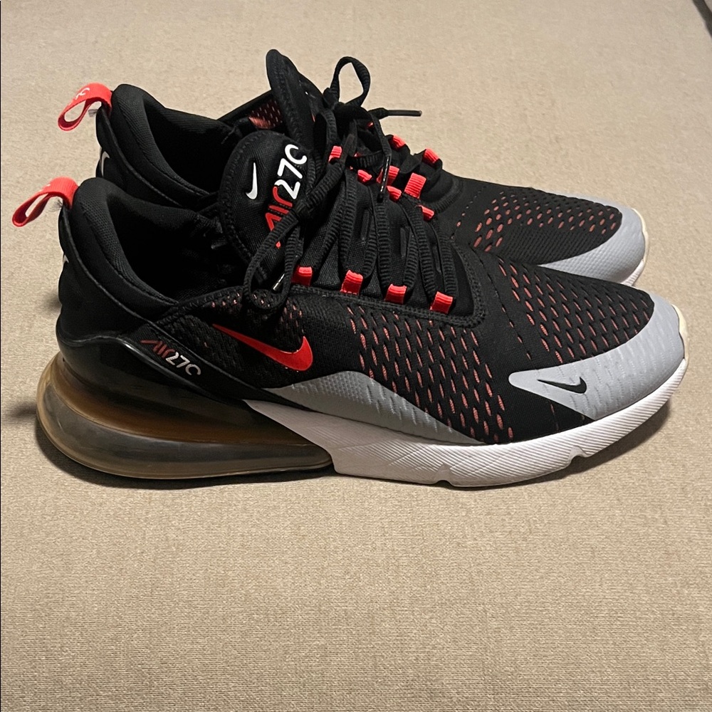 Nike Air Max 270 Black with Red Accents Men's Athletic Shoes